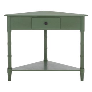 Gomez 1 Drawer 1 Shelf Corner Table in Dusty Green For Sale
