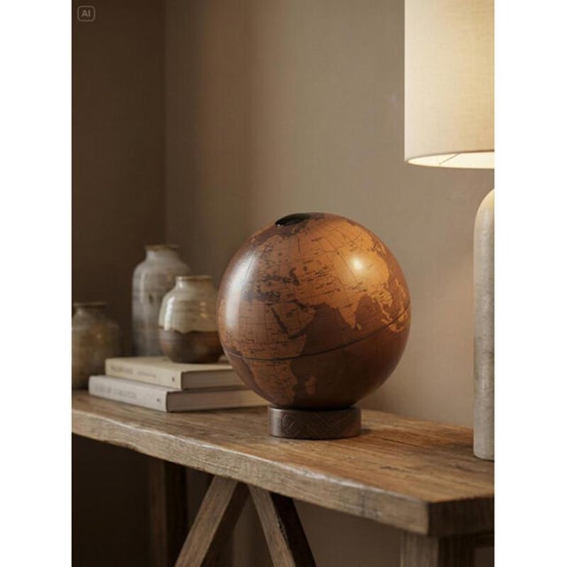Wood Orbis Tecnocuoio Globe by Zoffoli Mappamondi For Sale - Image 7 of 10
