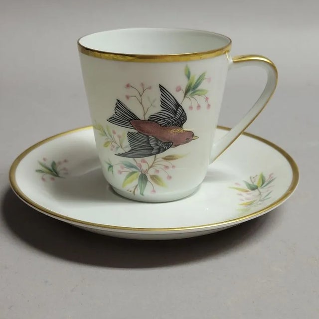 Vintage German Audubon Bird Coffee or Tea Cup and Saucer - Set of 4 For Sale In Raleigh - Image 6 of 12