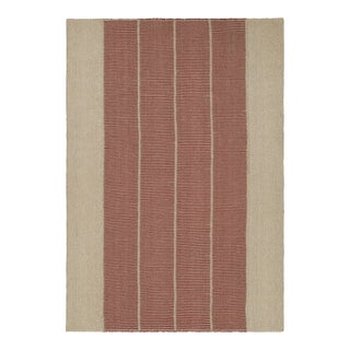 Rug & Kilim’s Contemporary Kilim in Red and Beige Textural Stripes For Sale