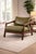 Mid-Century Modern Olive Green Leather Lounge Chair, Mid Century Modern Accent Chair, Solid Wood Frame Armchair, Luxury Living Room Seating For Sale - Image 3 of 6