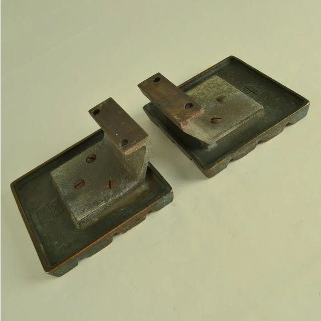 Brutalist Bronze Square Push Pull Door Handles with Geometric Reliefs, 1970s, Set of 2 For Sale - Image 6 of 8