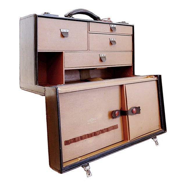 Mid-Century Black Leather Doctor's Case For Sale