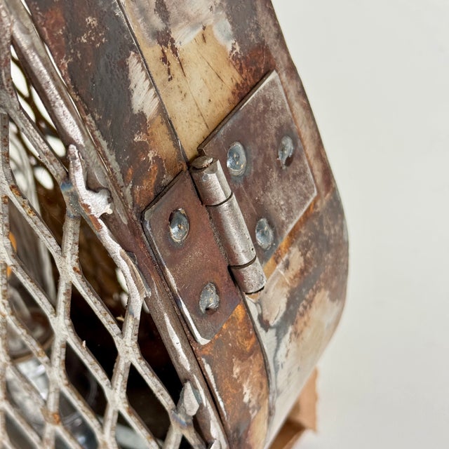 1970s Vintage Industrial Metal Custom Made Ceiling Hung Pendant Lantern With Mesh Design For Sale - Image 5 of 12