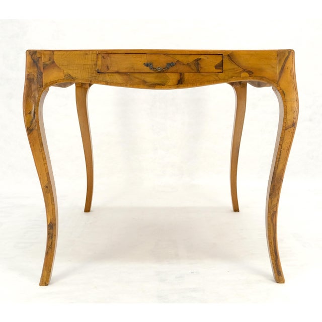 Fine Burl Olive Wood Elegant Italian Square Game Table MINT For Sale - Image 9 of 15