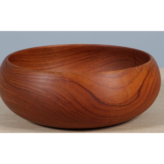 Turned Teak Wood Bowl by Kay Bojesen, Denmark, 1960s For Sale - Image 4 of 8
