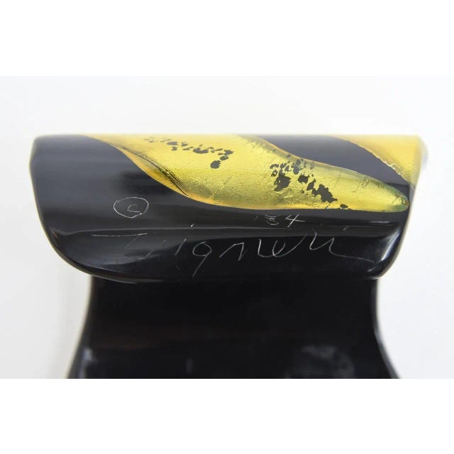 Vintage Signed Frank Vigneri Chartreuse and BLack Plexiglass Sculptural Cuff Bracelet, 1984 For Sale - Image 10 of 10