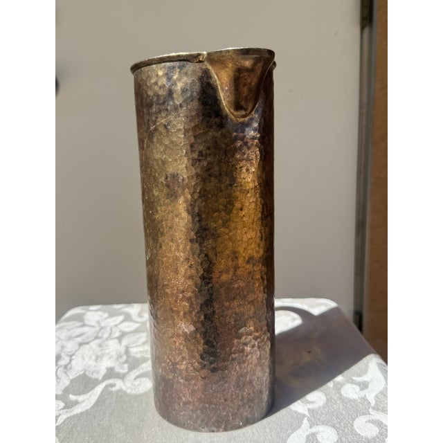 Arts & Crafts Antique Hand-Hammered Silver-Washed Copper Pitcher, Arts & Crafts, C. 1900–1920 For Sale - Image 3 of 8