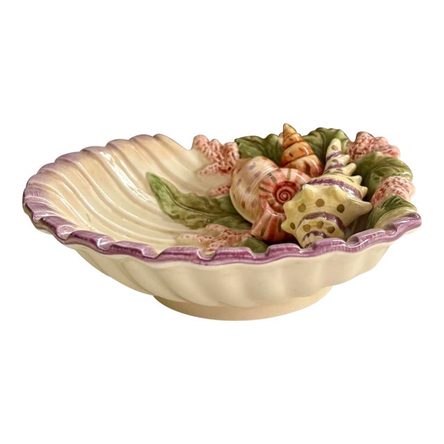Vintage Fitz & Floyd Bowl in the Oceana Pattern -Seashell Conch Decor. For Sale