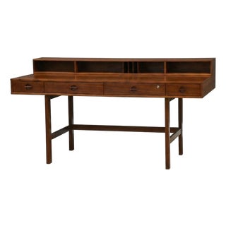 1975 Refinished Peter Lovig Signed Teak Flip Top Desk For Sale