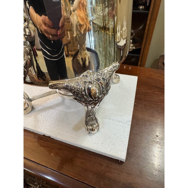 Vintage Silverplated Catering Coffee Urn With Lion Feet, Made in France For Sale - Image 4 of 14