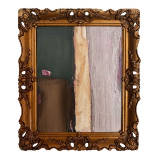 "Down to Earth" Abstract Painting in Antique Frame, Transitional Original Art by JTS For Sale