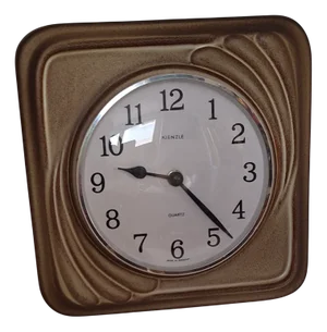 Vintage German Wall Clock with Beige-Brown Ceramic Case from Kienzle, 1970s