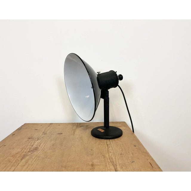 Vintage Industrial Black Enamel Table Lamp, 1950s For Sale - Image 14 of 14