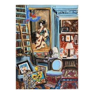 Interior Scene Original Painting "The Eclectic Collector" by Shann Spishak For Sale