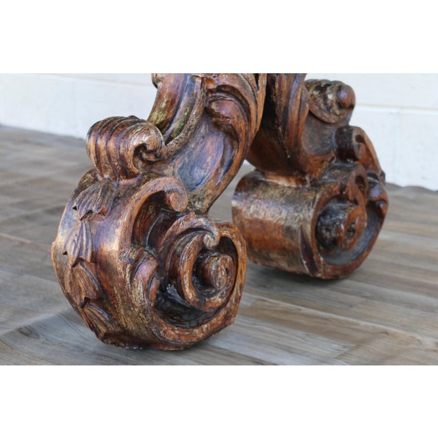 Vintage 1980s Custom French Style Solid Cedar Dining Table With Ornately Carved Pedestal Bases For Sale - Image 13 of 18