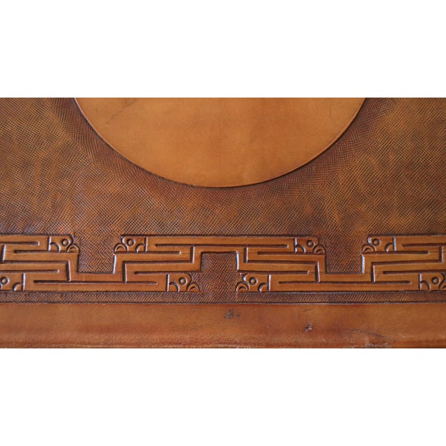 Brown Tihuanaco Teak and Tooled Leather Folding Chair by Angel I. Pazmino for Muebles de Estilo, Ecuador, 1970s For Sale - Image 8 of 18