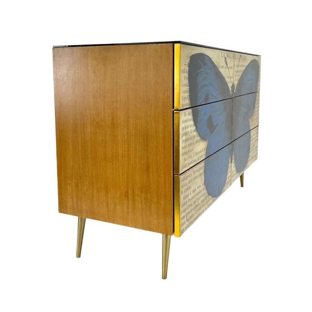 Mid Century Art Deco Style Italian Handcrafted Pop Art Six-Drawer Chest Cabinet For Sale - Image 4 of 11