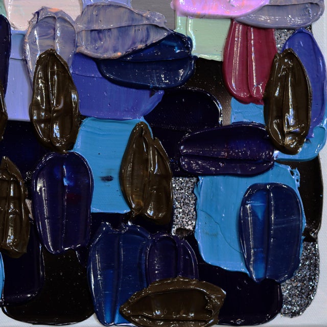 Dusk 2 - Textural Original Glitter Abstract Acrylic Painting on Canvas by Shiri Phillips For Sale In Los Angeles - Image 6 of 9
