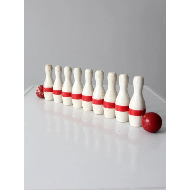 Antique Bowling Game Skittles Set With Box For Sale - Image 9 of 11