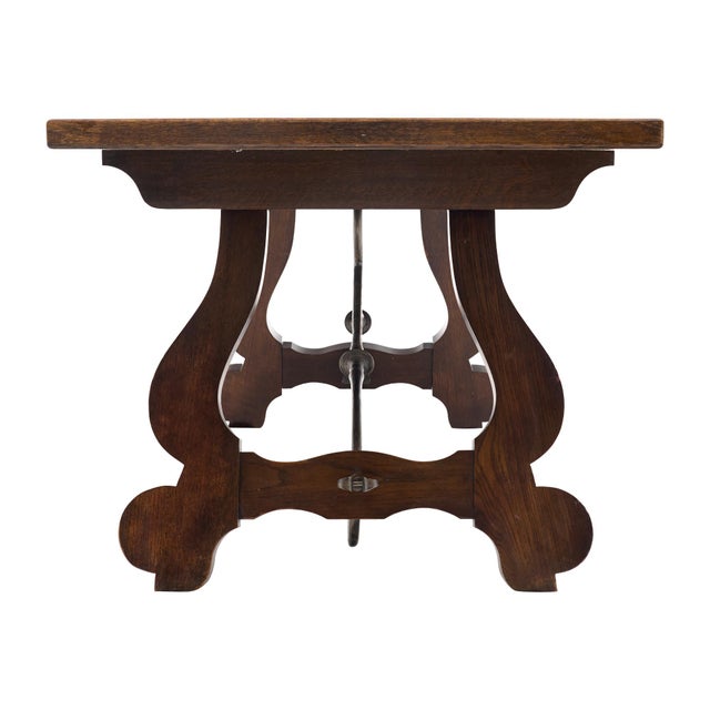 1910s Antique, French Lyre Table, Solid Wood, Circa 1900 For Sale - Image 5 of 9