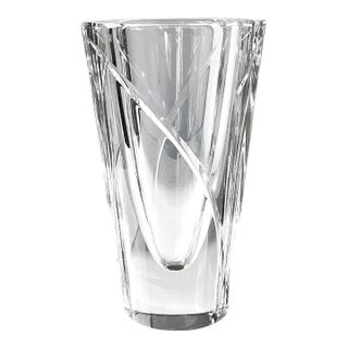 Vintage 1990s Marin Swirl Orrefors Heavy 3 LBS Crystal Vase by Jan Johansson For Sale