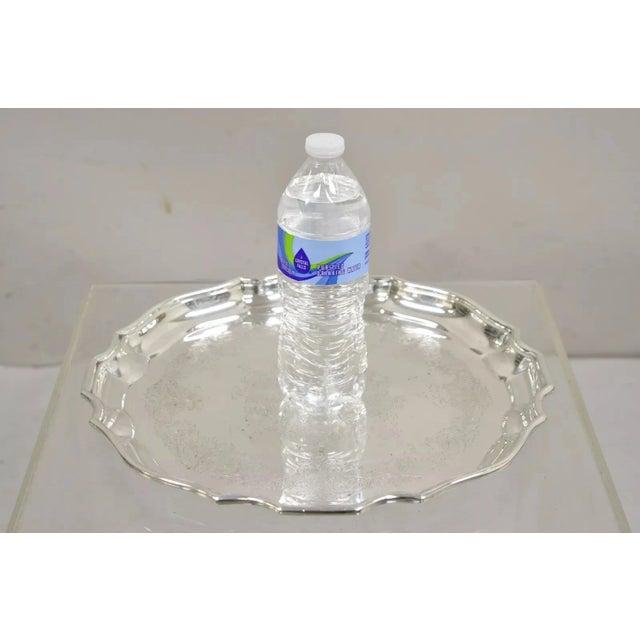 Vintage Sheffield Silver Co. USA Victorian Silver Plated Scalloped Platter Tray. Circa Late 20th Century. Measurements: 1"...