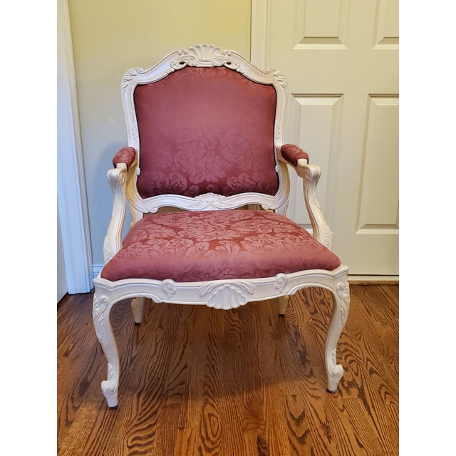 Pair of Carved French Bergere Arm Chairs (Sherrill Furniture) Chairish