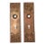 Share Pair Antique Ornate 1800's Bronze Escutcheon Door Knob Hardware Backplate Mount For Sale