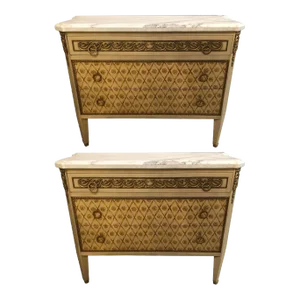 Hollywood Regency Maison Jansen Style Bronze Mounted Commodes, Chest, Nightstand