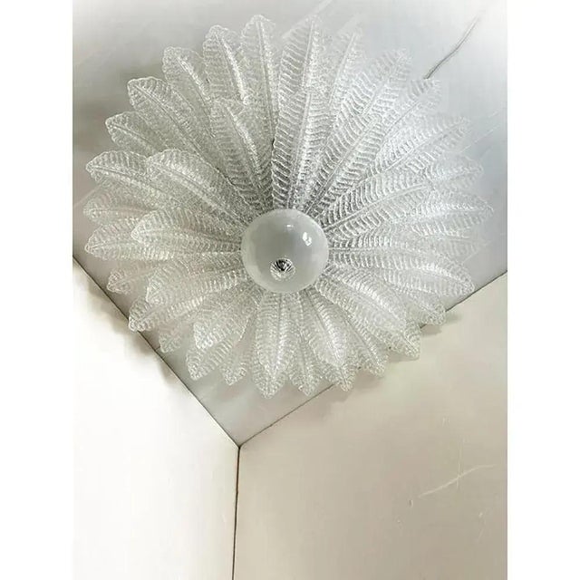 Impressive Murano Glass flush mount like mazzega zuccheri venini barovier style All leaves are in clear "graniglia" and...