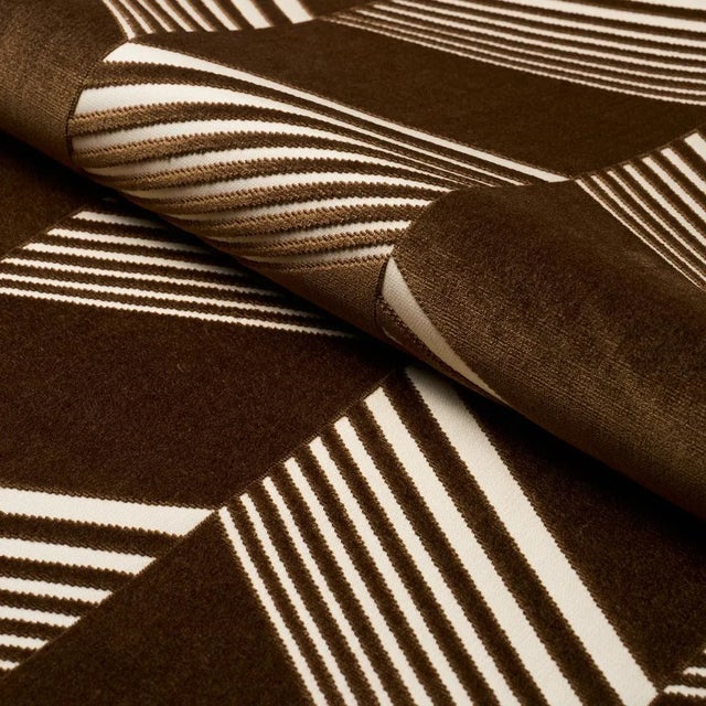 Schumacher Schumacher x Victor Glemaud Jessie Cut Velvet Fabric In Sable For Sale - Image 4 of 4