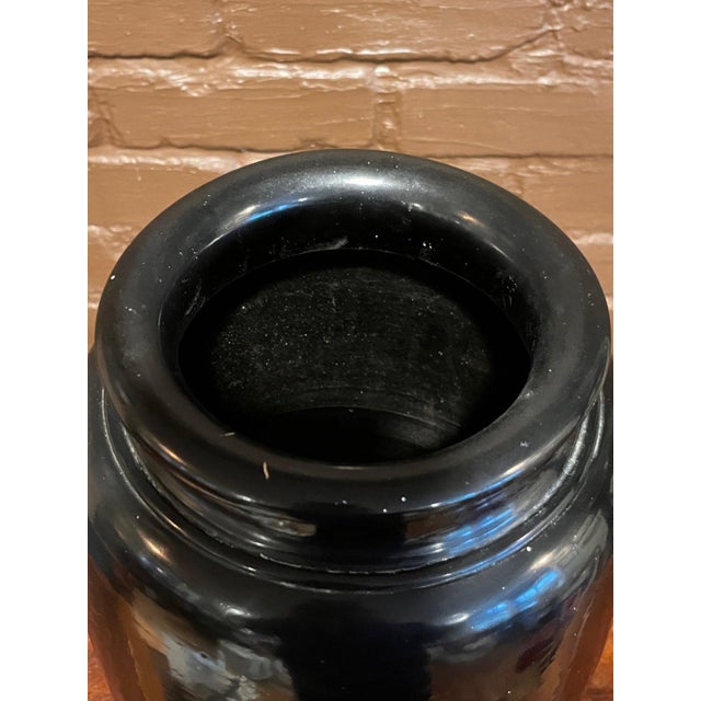 Early 20th Century Japanese Antique High Relief Lacquer Vase Falcon Hawk Pine Tree 16" Tall For Sale - Image 5 of 7