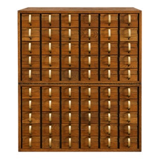 1940s Authentic Jens Risom 60-Drawer Library Card Catalog / Apothecary Cabinet – Mid-Century Modern For Sale