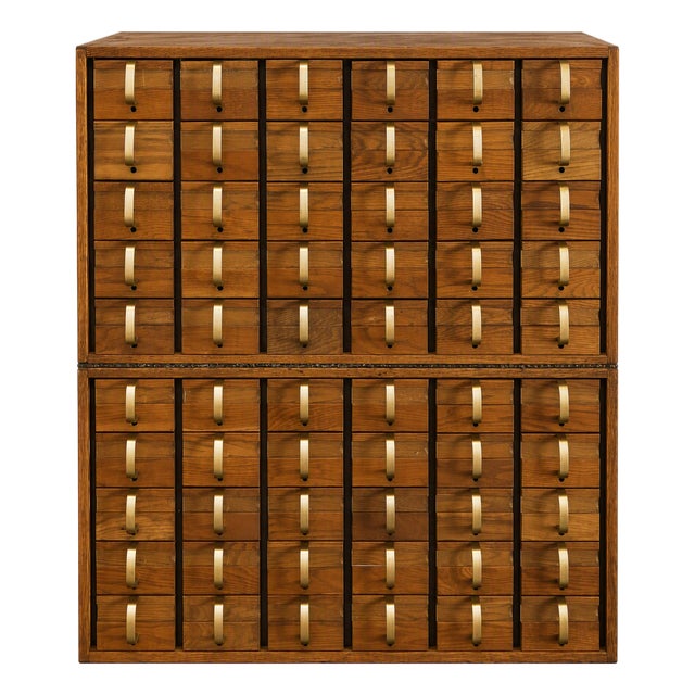 1940s Authentic Jens Risom 60-Drawer Library Card Catalog / Apothecary Cabinet – Mid-Century Modern For Sale