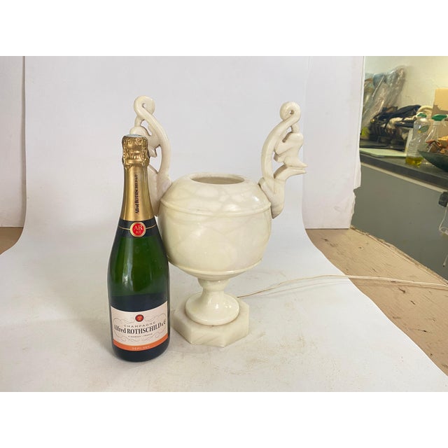 Art Deco Alabaster Urn Uplighter Table Lamp, France, 1960s For Sale - Image 17 of 18