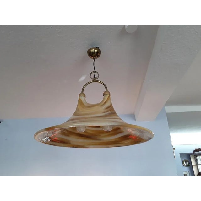 Mid-Century Modern Funnel Fiberglass Ceiling Lamp with Double Outlet, 1970s For Sale - Image 3 of 6