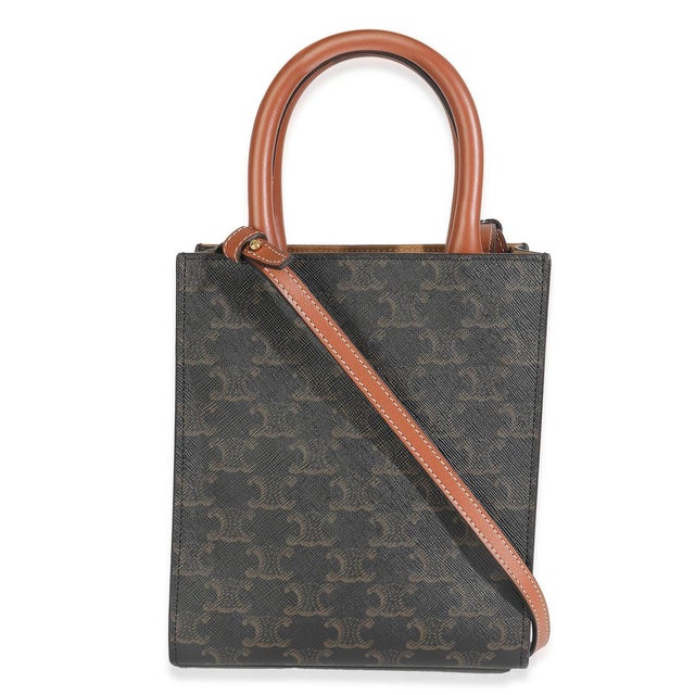Celine Brown Triomphe Canvas MIni Vertical Cabas For Sale - Image 4 of 9