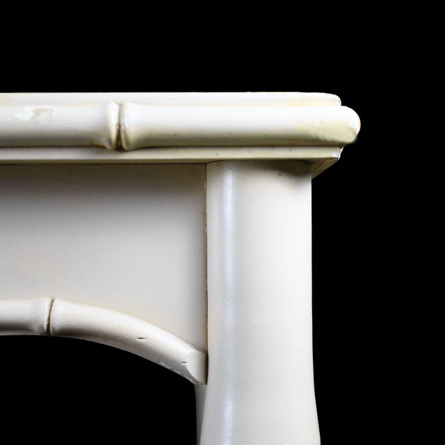 Fretwork Faux Bamboo White Dining Table For Sale - Image 4 of 5