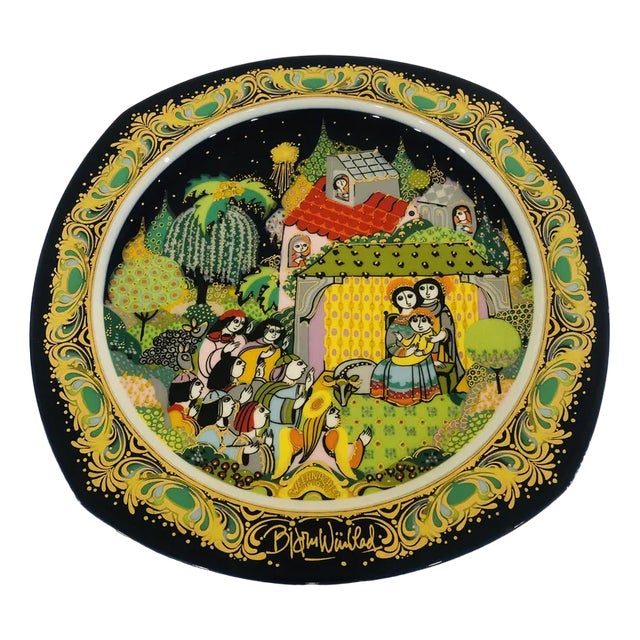 Silent Night Holy Night Christmas Plate by Bjørn Wiinblad for Rosenthal, 1983 For Sale