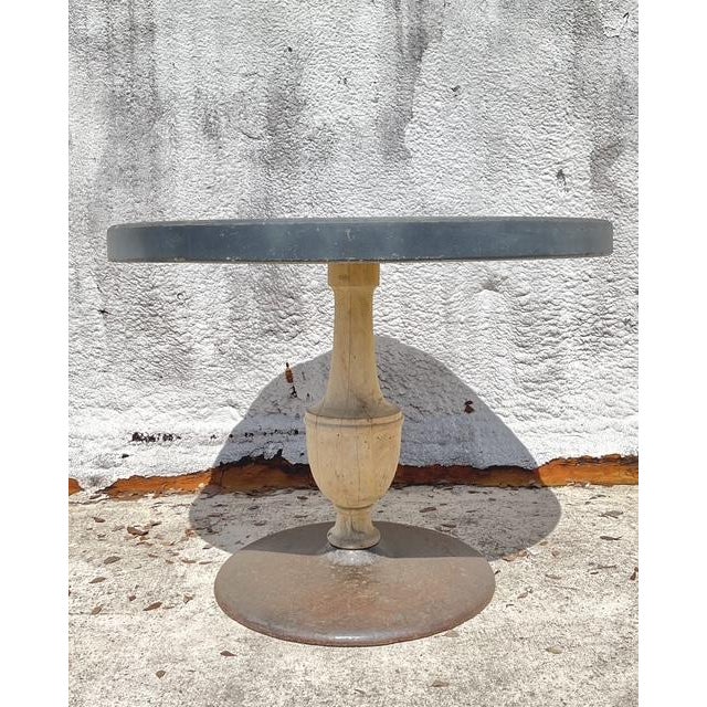 Wood Vintage Boho Patinated Cafe Table For Sale - Image 7 of 8
