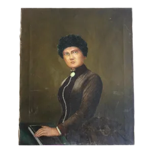 Vintage Oil Painting - Portrait of a Learned Lady - Mid 20th C.