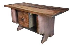 Rustic American Country Live Edge Wooden Bench