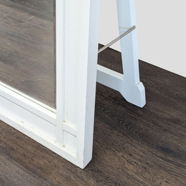2010s Crate & Barrel Wood Floor Mirror on Stand For Sale - Image 5 of 7