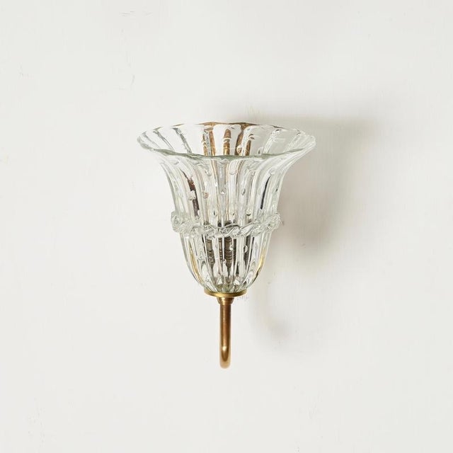 Large Murano Glass and Brass Flower Sconces from Barovier, Italy, 1950s, Set of 2 For Sale - Image 9 of 13