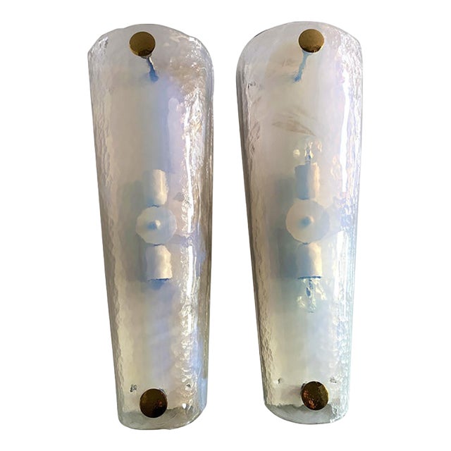 Italian Opalino Murano Glass Wall Sconces by Simoeng, Set of 2 For Sale