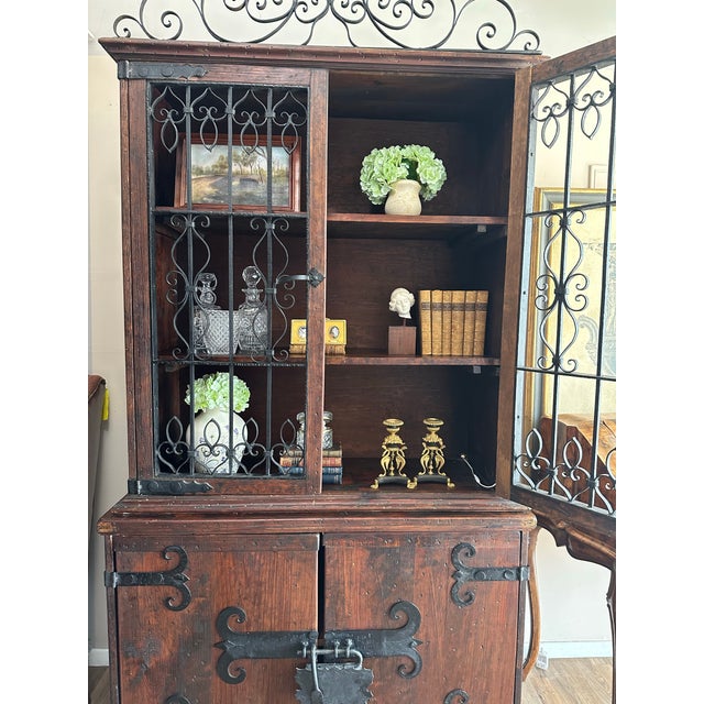 Late 19th Century Monumental Wooden Spanish Colonial Cabinet With Wrought Iron Doors and Lock For Sale - Image 4 of 7