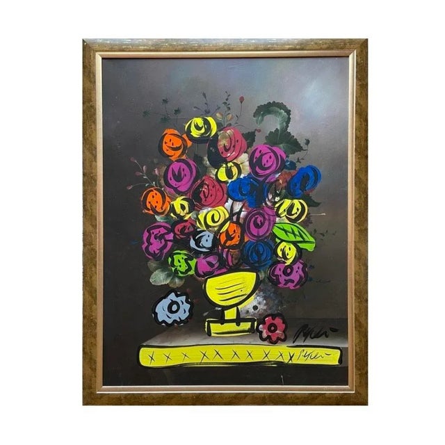 Late 20th Century “Flower From Paris”, Peter Keil Painting - Large, Framed For Sale - Image 5 of 5