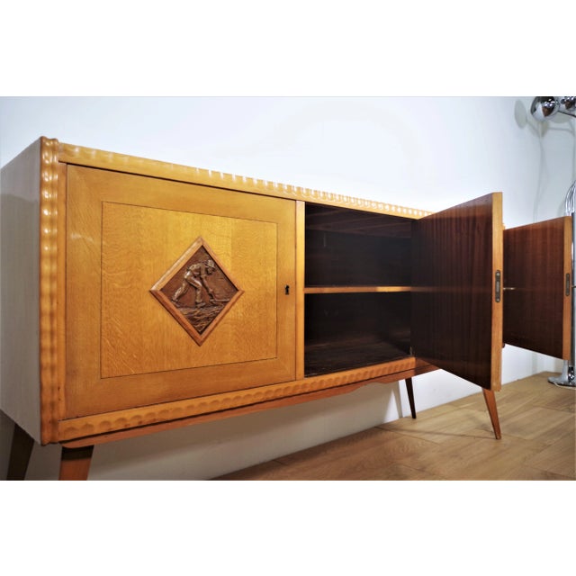 Table, Chairs & Sideboard in Wood, 1940s, Set of 9 For Sale - Image 14 of 18