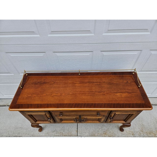 Late 20th Century Alexander Julian Mahogany Sideboard Buffet With Brass Rail For Sale - Image 5 of 14